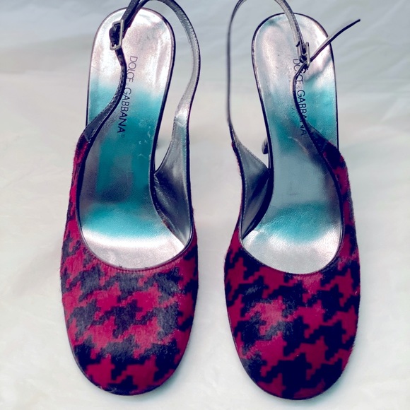 Dolce & Gabbana Houndstooth Calf Hair  Heels - Picture 3 of 8